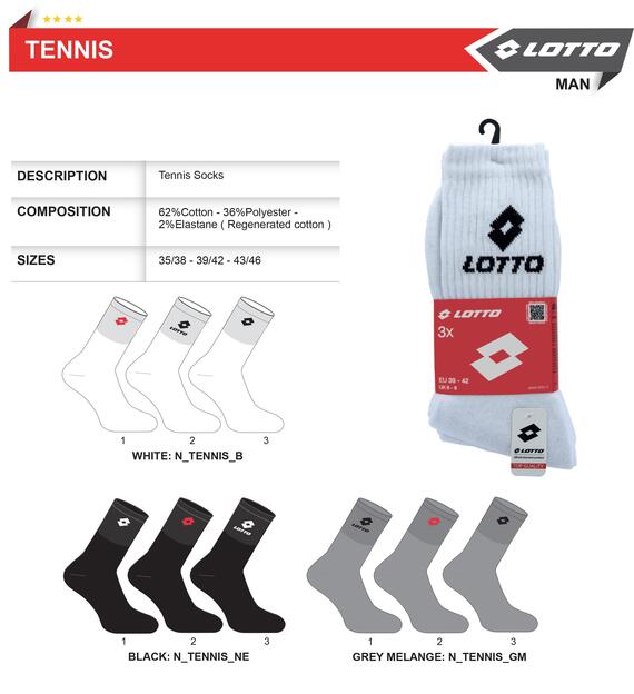 - TRIS TENNIS CALZINO UOMO COTONE (SET 3 PZ)